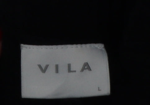 VILA Women Black L Turtleneck Long Sleeve Knit Jumper Pullover