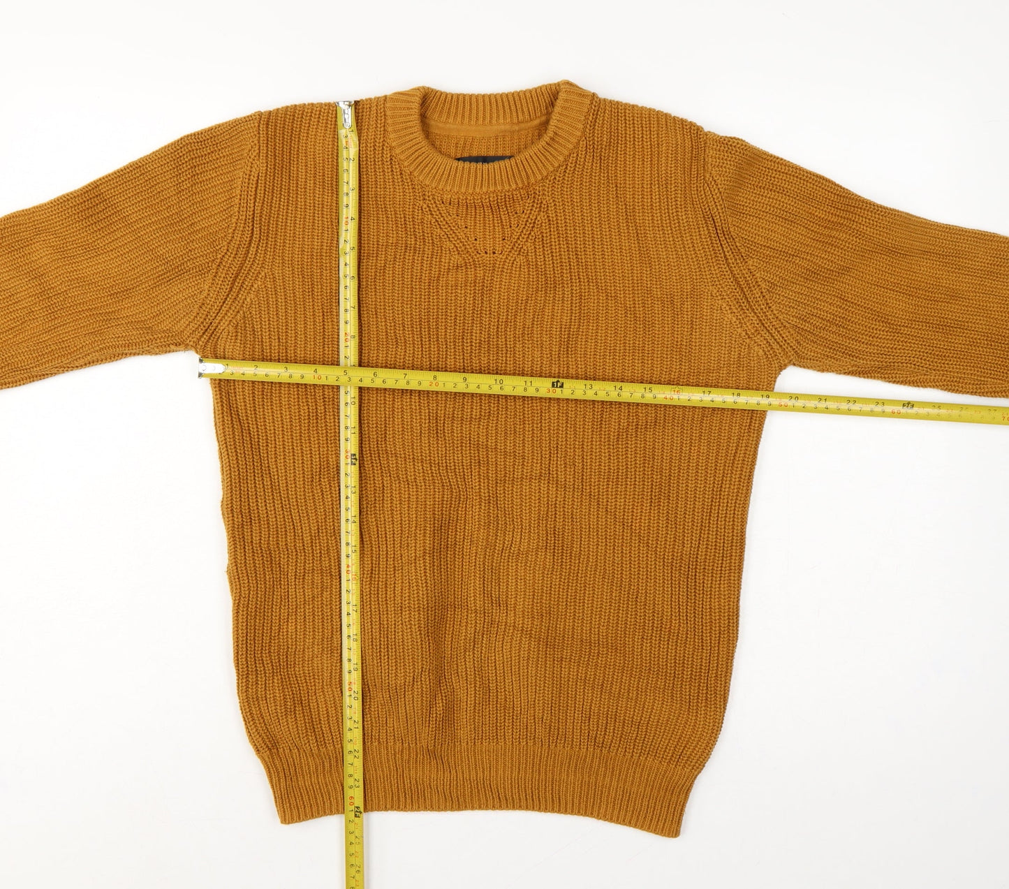 Markham Men’s Yellow Mustard Cotton Crew Neck Knit Pullover Jumper S