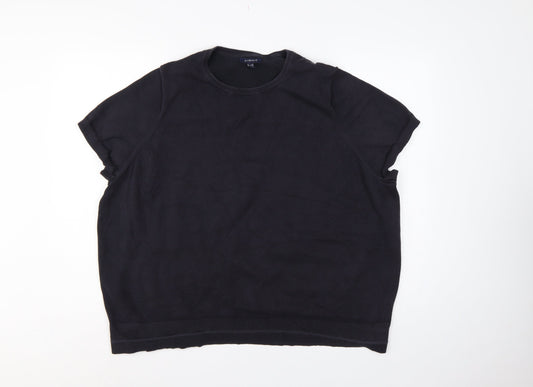 Lands' End Women's Black UK 28/30 3X Cotton Blend Raglan Sleeve Jumper