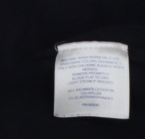 Lands' End Women's Black UK 28/30 3X Cotton Blend Raglan Sleeve Jumper