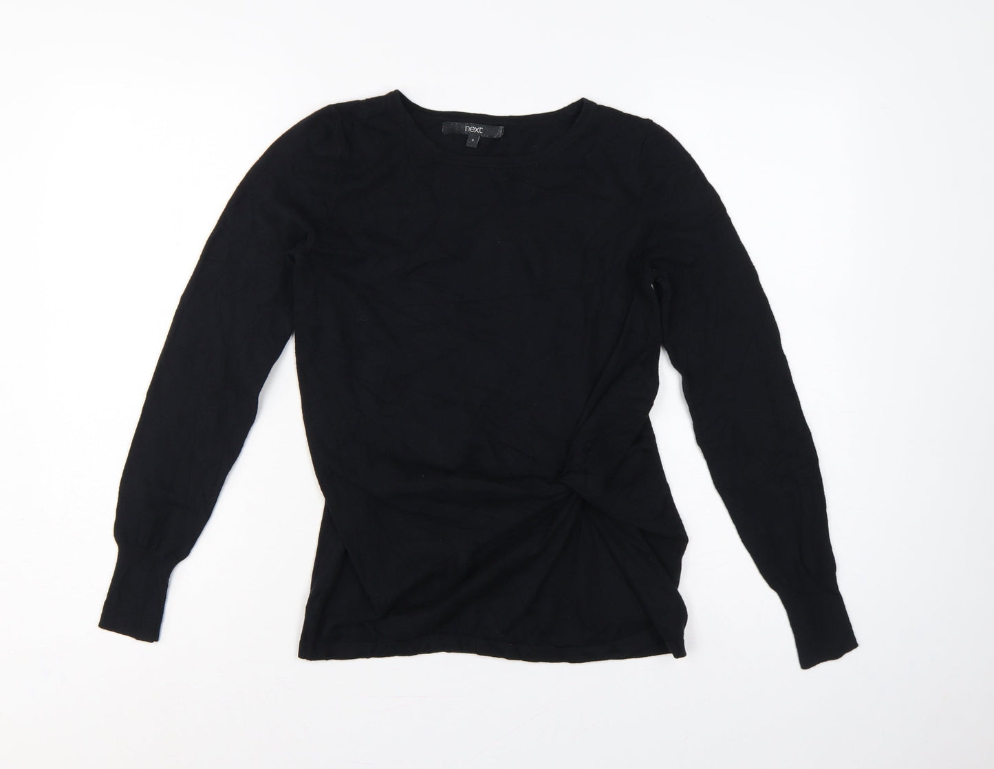 Next Women’s Black UK 8 Ruched Crew Neck Long Sleeve Viscose Jumper