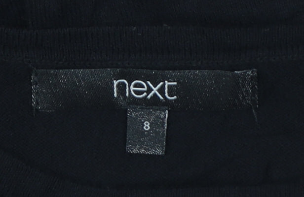 Next Women’s Black UK 8 Ruched Crew Neck Long Sleeve Viscose Jumper