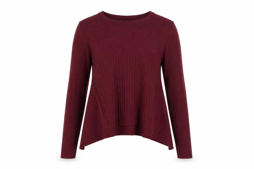 Front view of Miss Selfridge Women’s Red Ribbed Knit Jumper UK 12 Crew Neck Long Sleeve