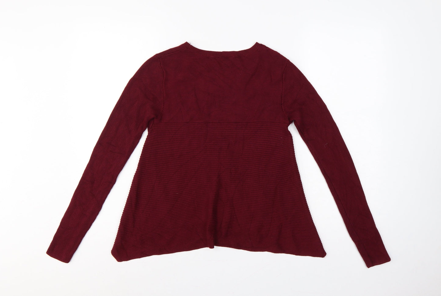 Miss Selfridge Women’s Red Ribbed Knit Jumper UK 12 Crew Neck Long Sleeve