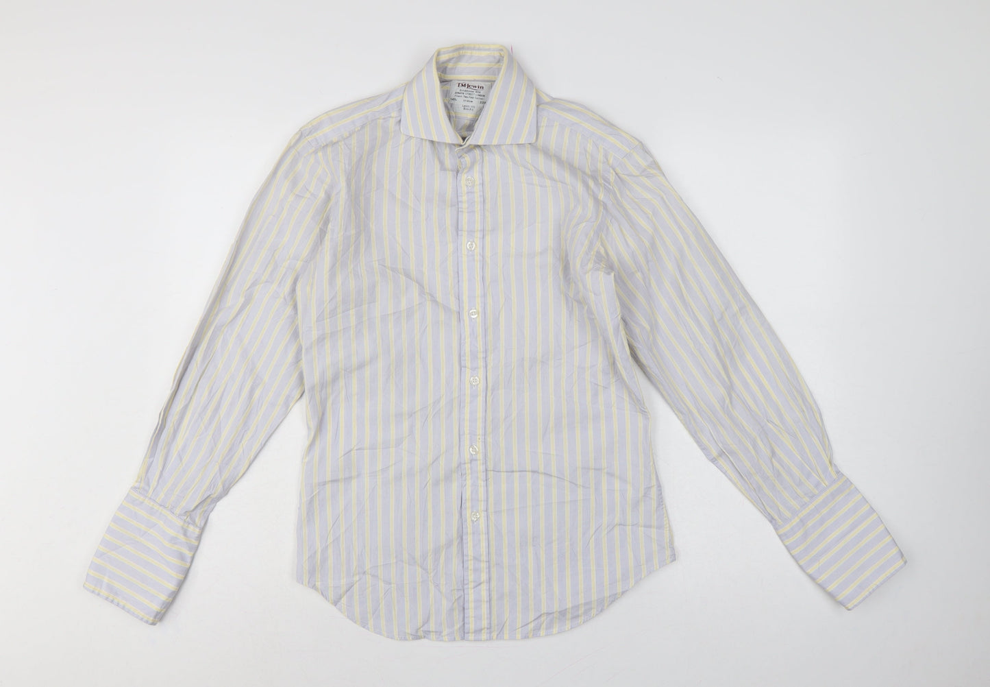 TM Lewin Men’s Multicoloured Stripe Slim Fit 14.5 French Cuff Shirt