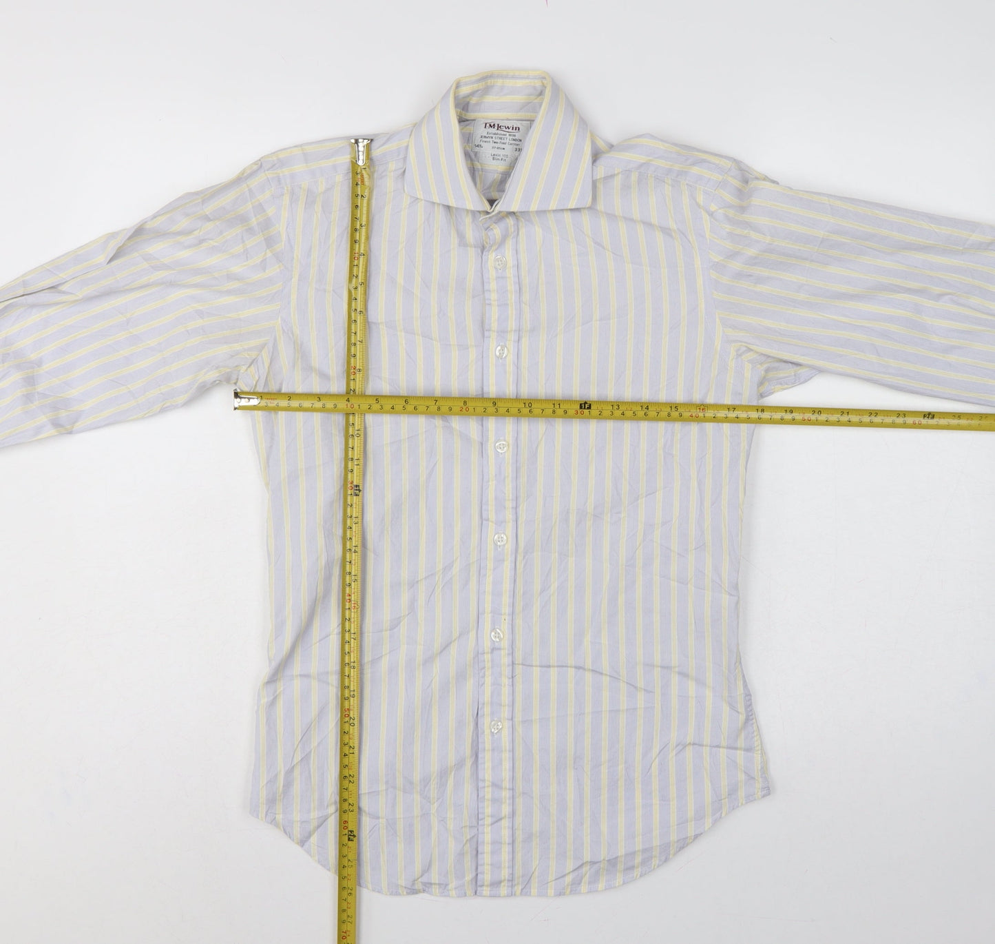 TM Lewin Men’s Multicoloured Stripe Slim Fit 14.5 French Cuff Shirt