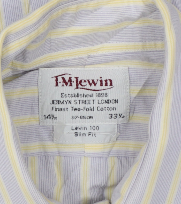 TM Lewin Men’s Multicoloured Stripe Slim Fit 14.5 French Cuff Shirt