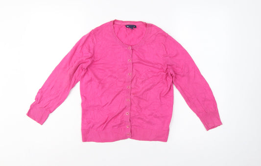 Gap Women Pink Size S Cotton Knit Button Round Neck Cardigan