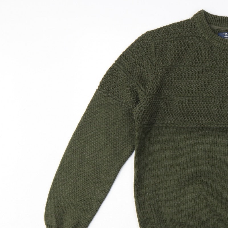 Additional view of Jack & Jones Premium Men’s Green M Fisherman Knit Crew Neck Jumper