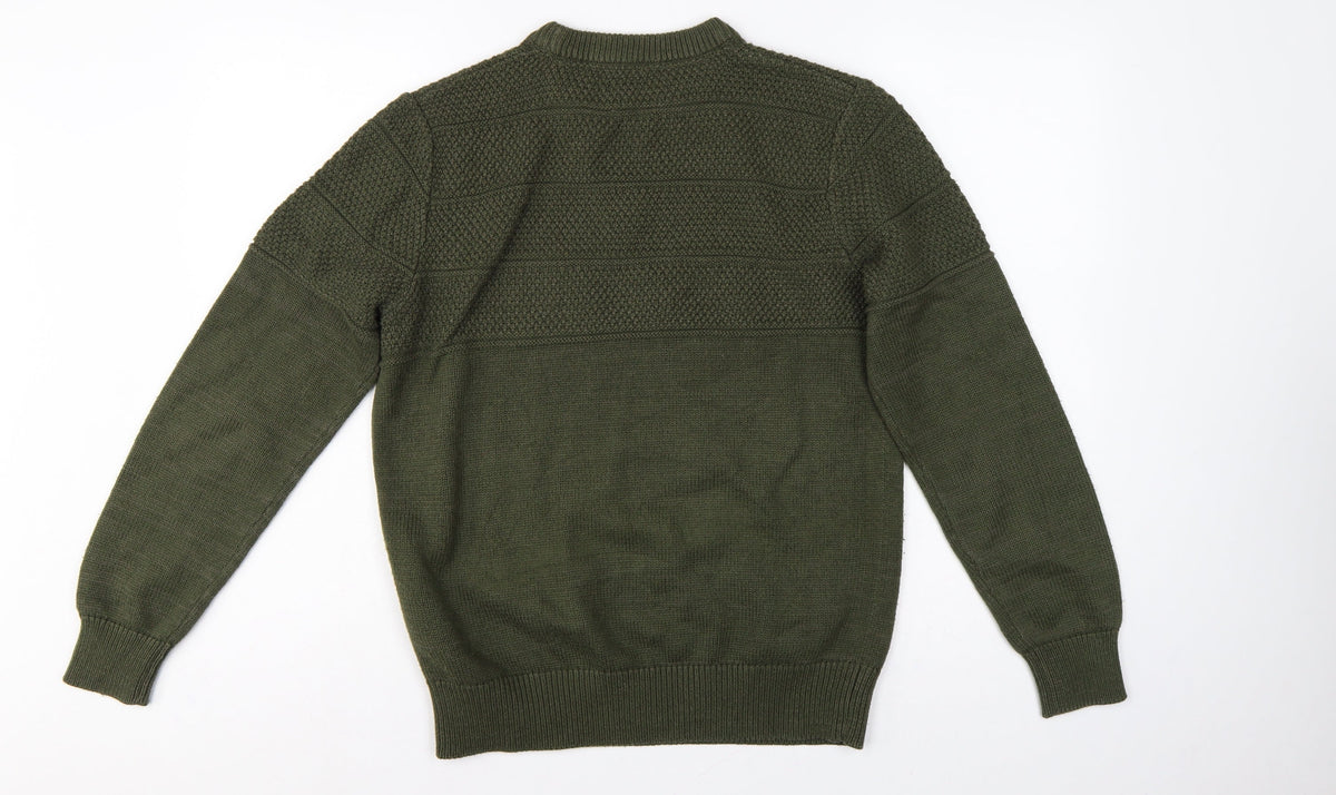 Brand and care label for Jack & Jones Premium Men’s Green M Fisherman Knit Crew Neck Jumper