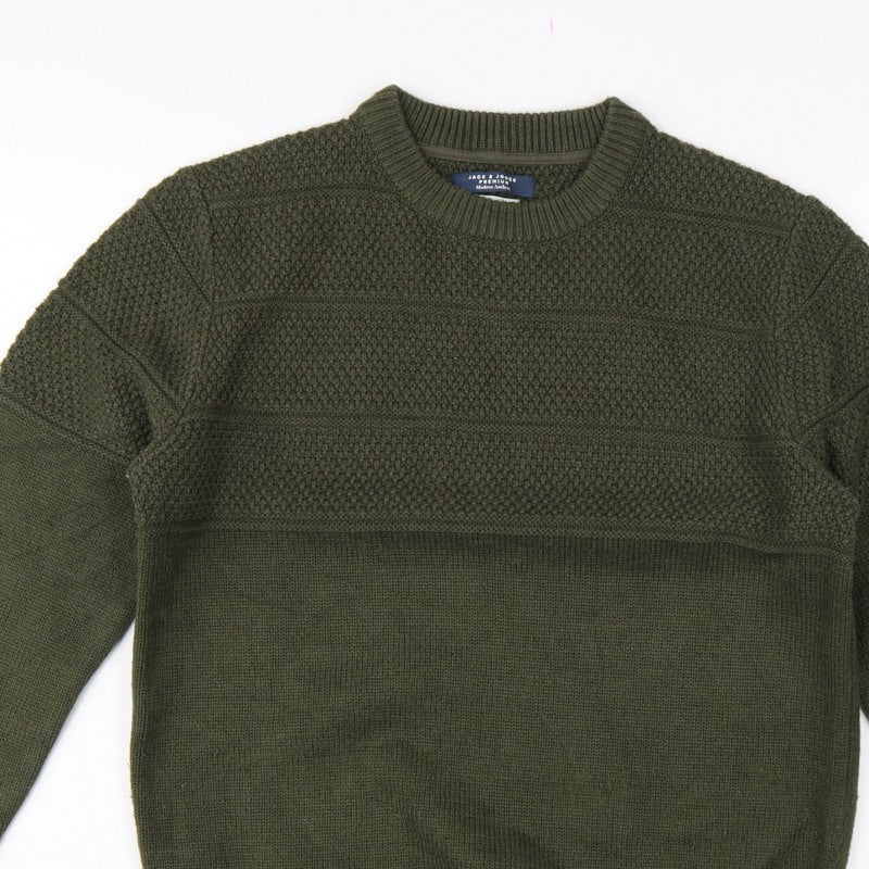 Additional view of Jack & Jones Premium Men’s Green M Fisherman Knit Crew Neck Jumper