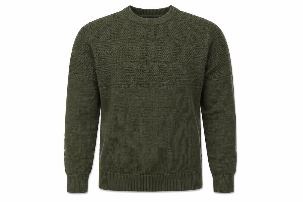 Front view of Jack & Jones Premium Men’s Green M Fisherman Knit Crew Neck Jumper