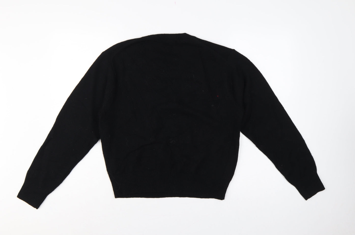Uniqlo Women Black S 100% Wool Crew Neck Knit Pullover Jumper