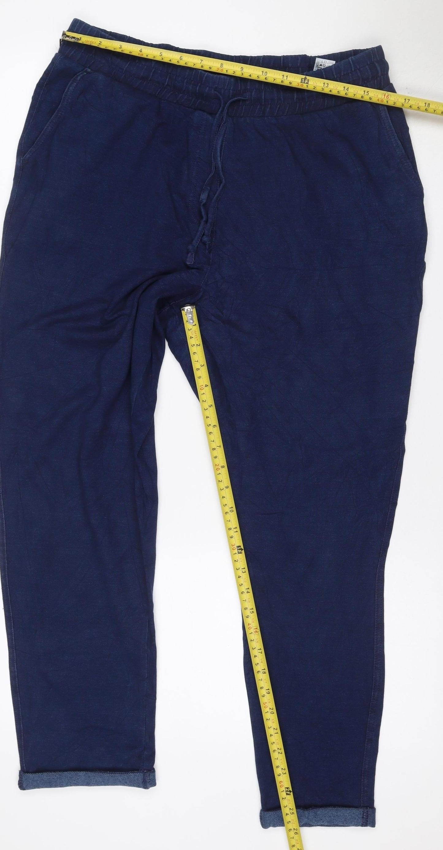 Marks and Spencer Women’s Blue Size 16 Short Tapered Stretch Trousers