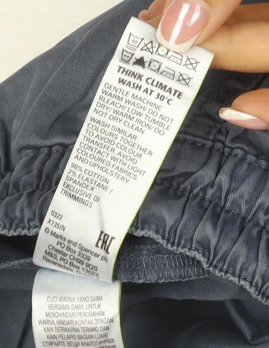 Marks & Spencer Women Blue Size 10 Long Cargo Drawstring Trousers