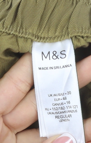 Marks & Spencer Women Green UK 20 Regular Wide-Leg Trousers