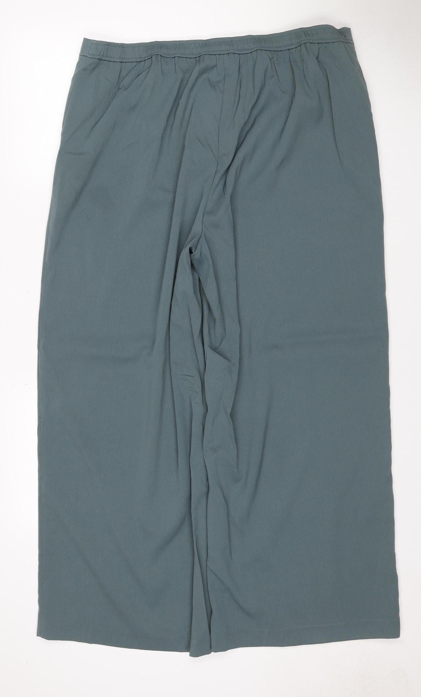 M&S Women’s Smokey Green UK 18 Short Wide-Leg Stretch Trousers