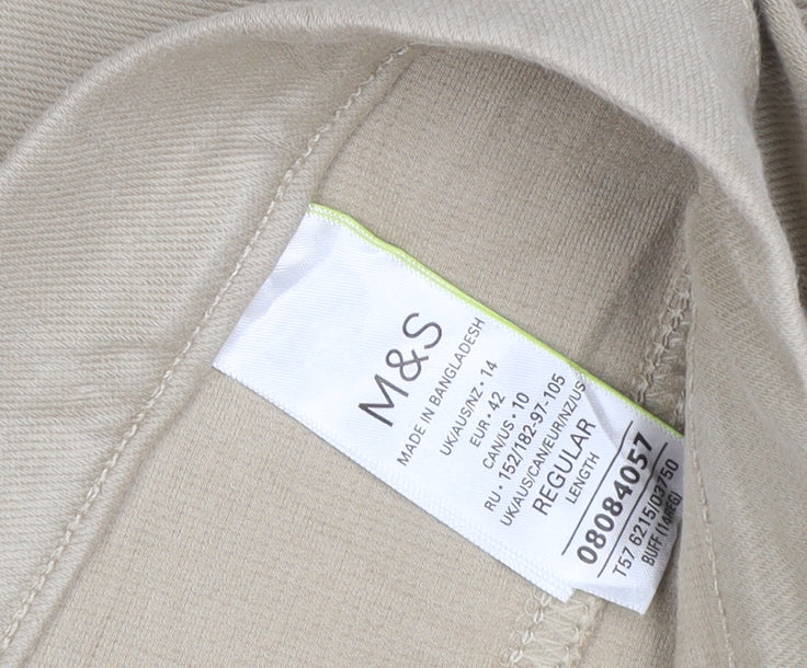 Marks and Spencer Women Beige UK 14 Regular Straight Chino Trousers