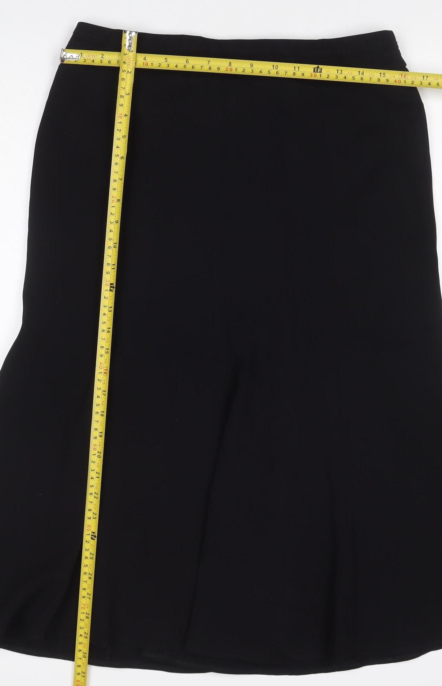 Roman Originals Women Black Size 12 Midi Flare Lined Skirt