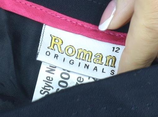 Roman Originals Women Black Size 12 Midi Flare Lined Skirt