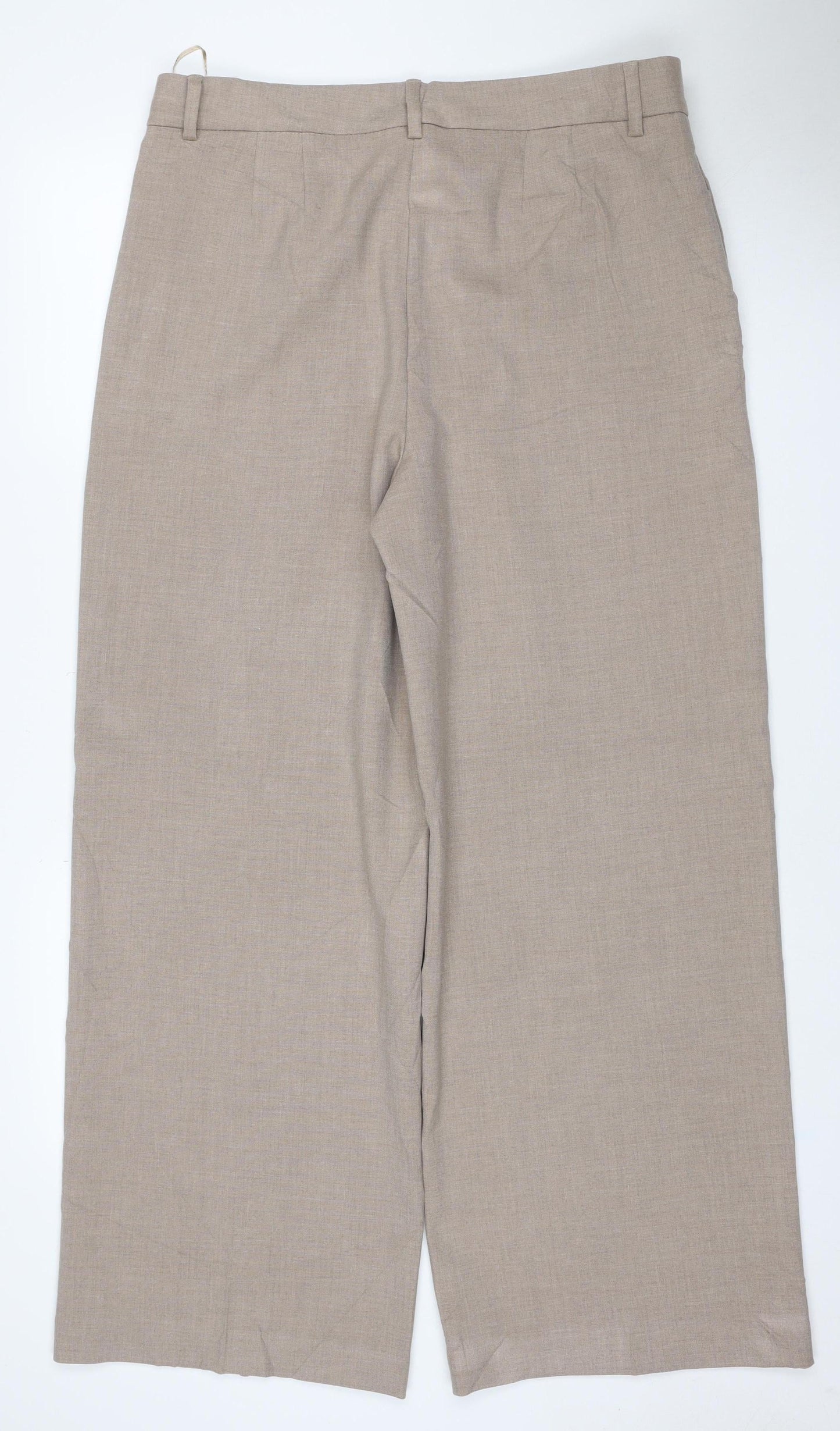 Marks and Spencer Women Beige UK 16 Regular Wide Leg Trousers