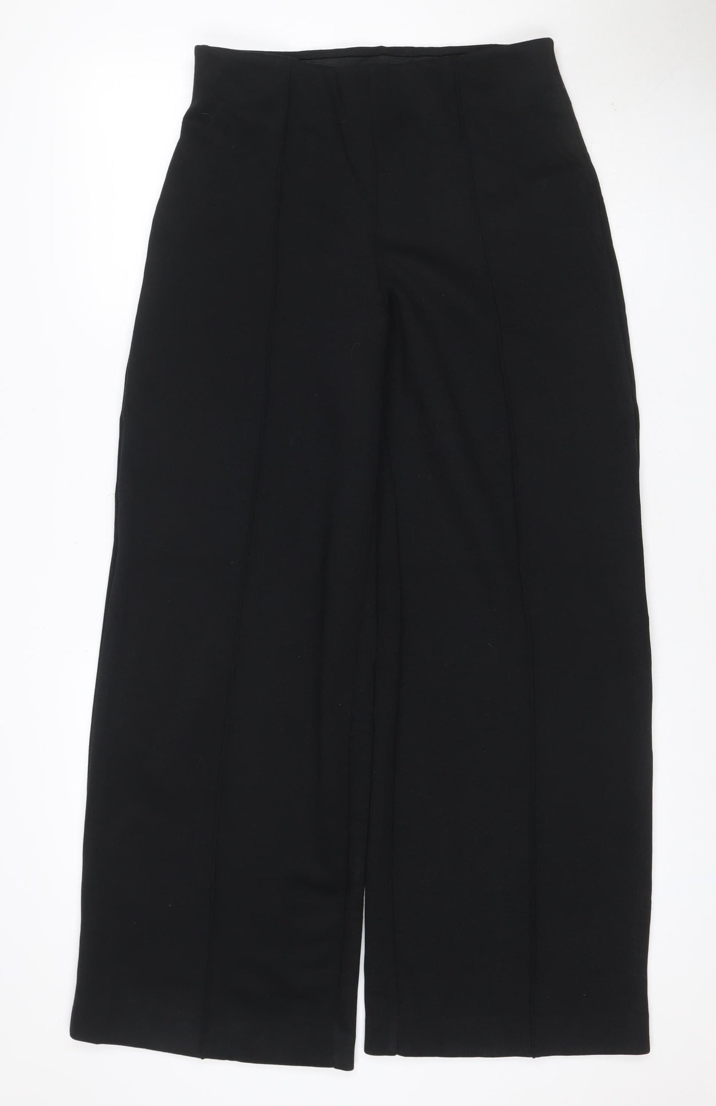 Marks and Spencer Women Black Size 10 Regular Pull-On Straight Trousers