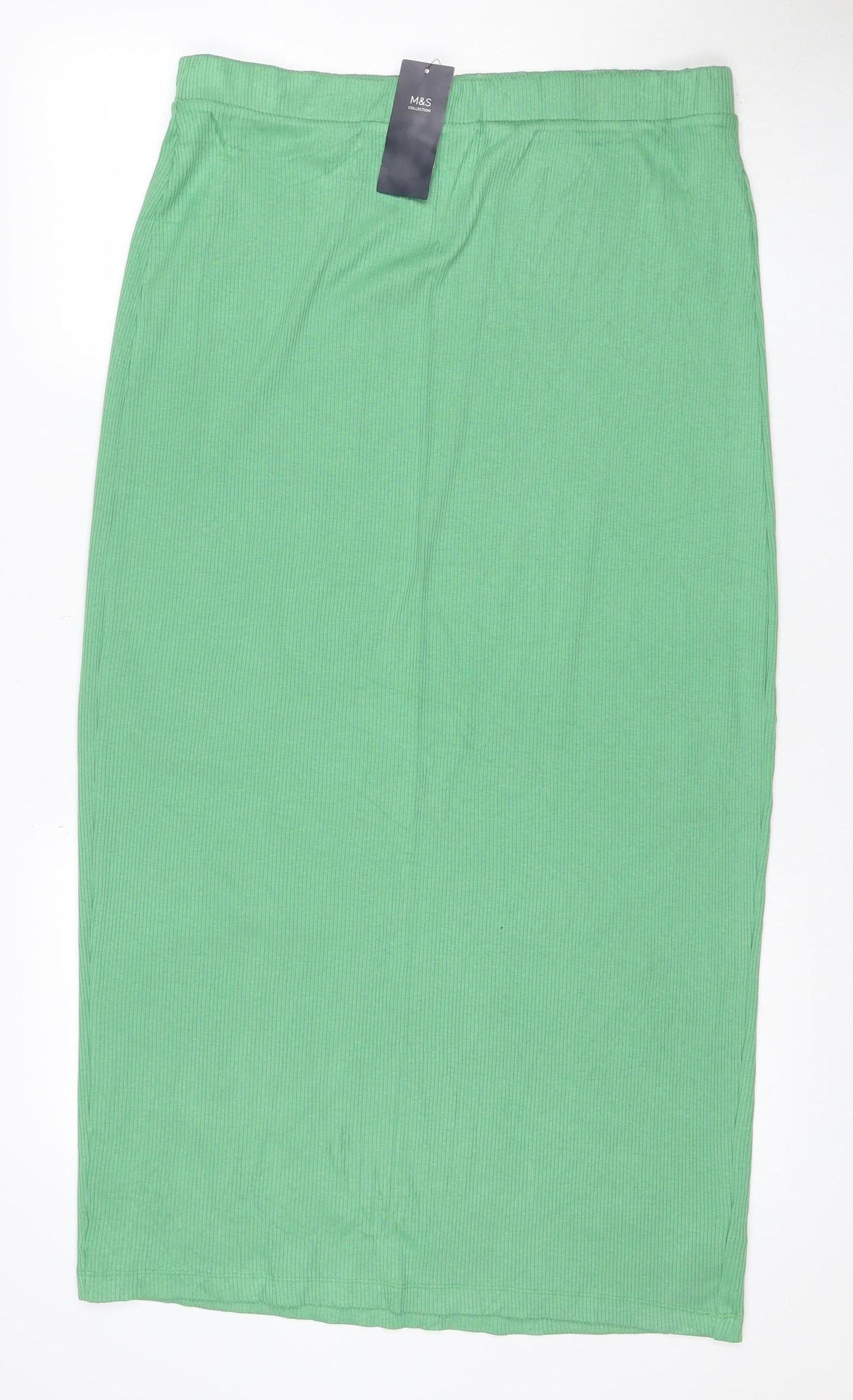 Marks and Spencer Women Green Size 16 Rib Knit Midi Pencil Skirt