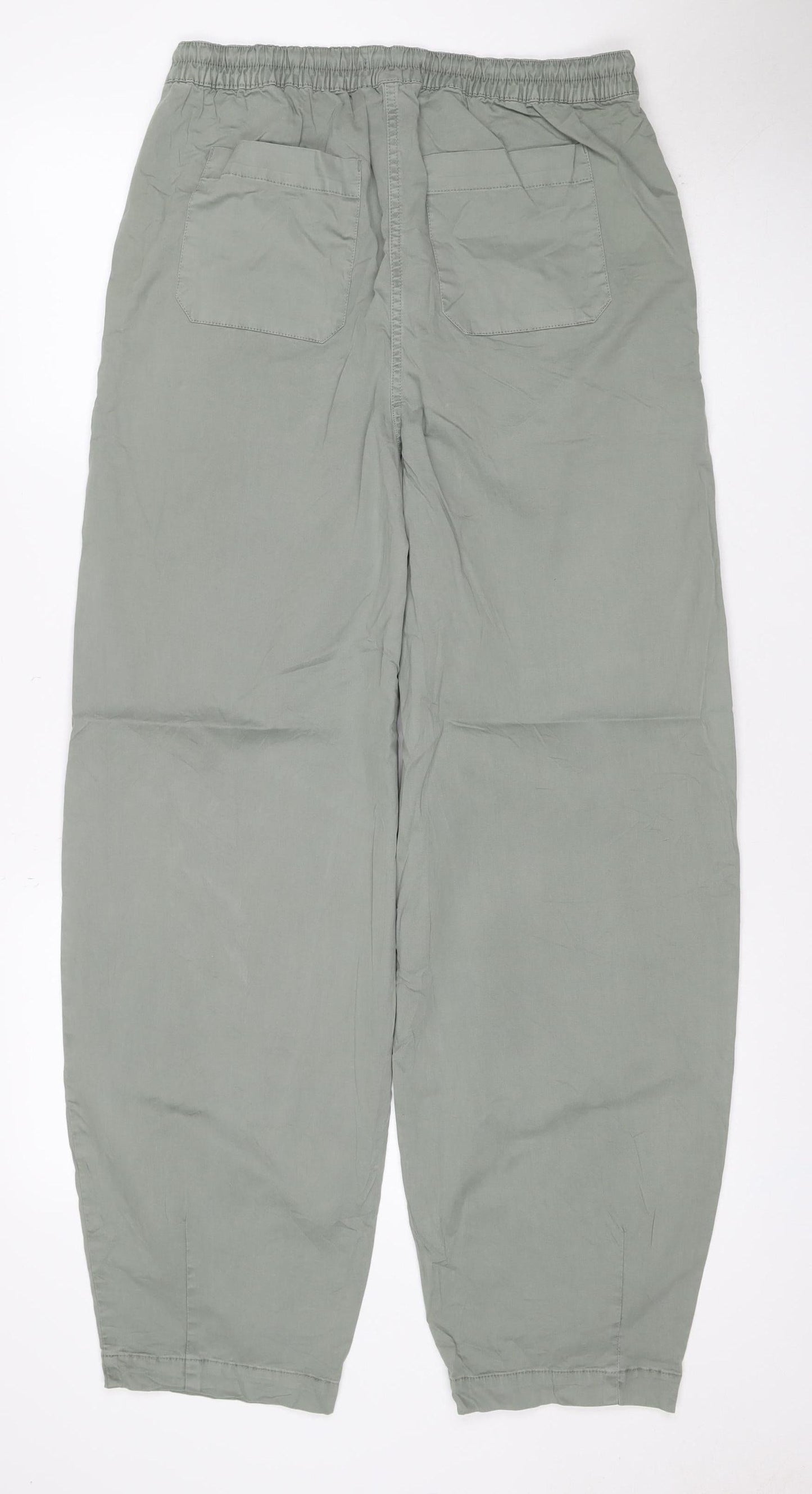 M&S Women’s Sage Green Cotton Drawstring Jogger Trousers UK 8