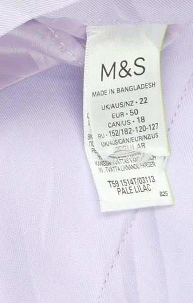 Marks & Spencer Women Lilac Size 22 Straight Elastic Waist Trousers