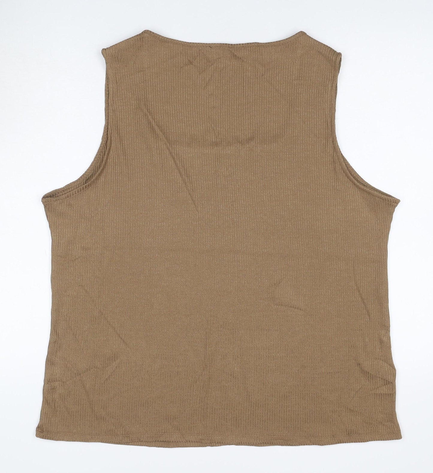 M&S Women’s Brown Size 24 Ribbed Viscose Stretch Square Neck Tank Top