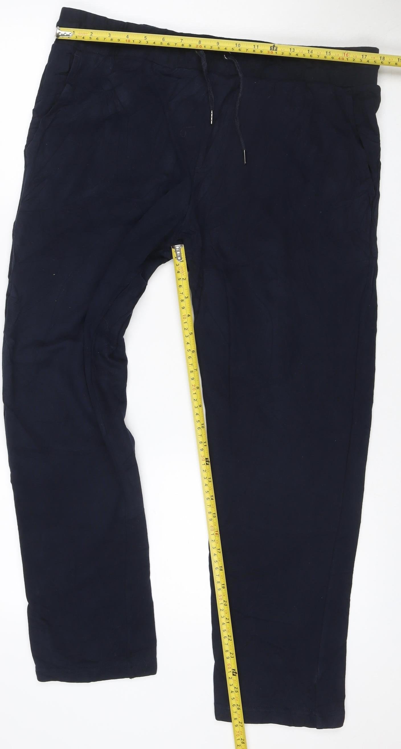 Marks and Spencer Men Blue L Regular Fit Cotton Jogger Sweatpants
