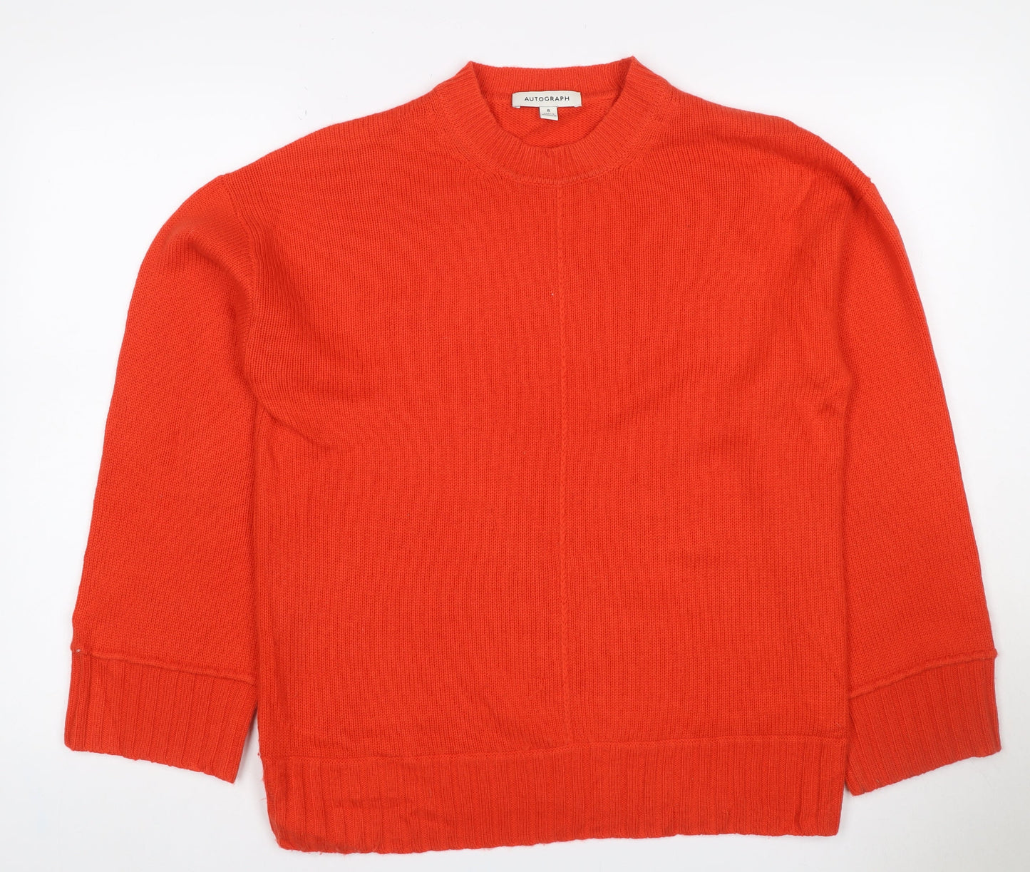 Autograph Women Orange Cashmere Crew Neck Raglan Jumper UK 8