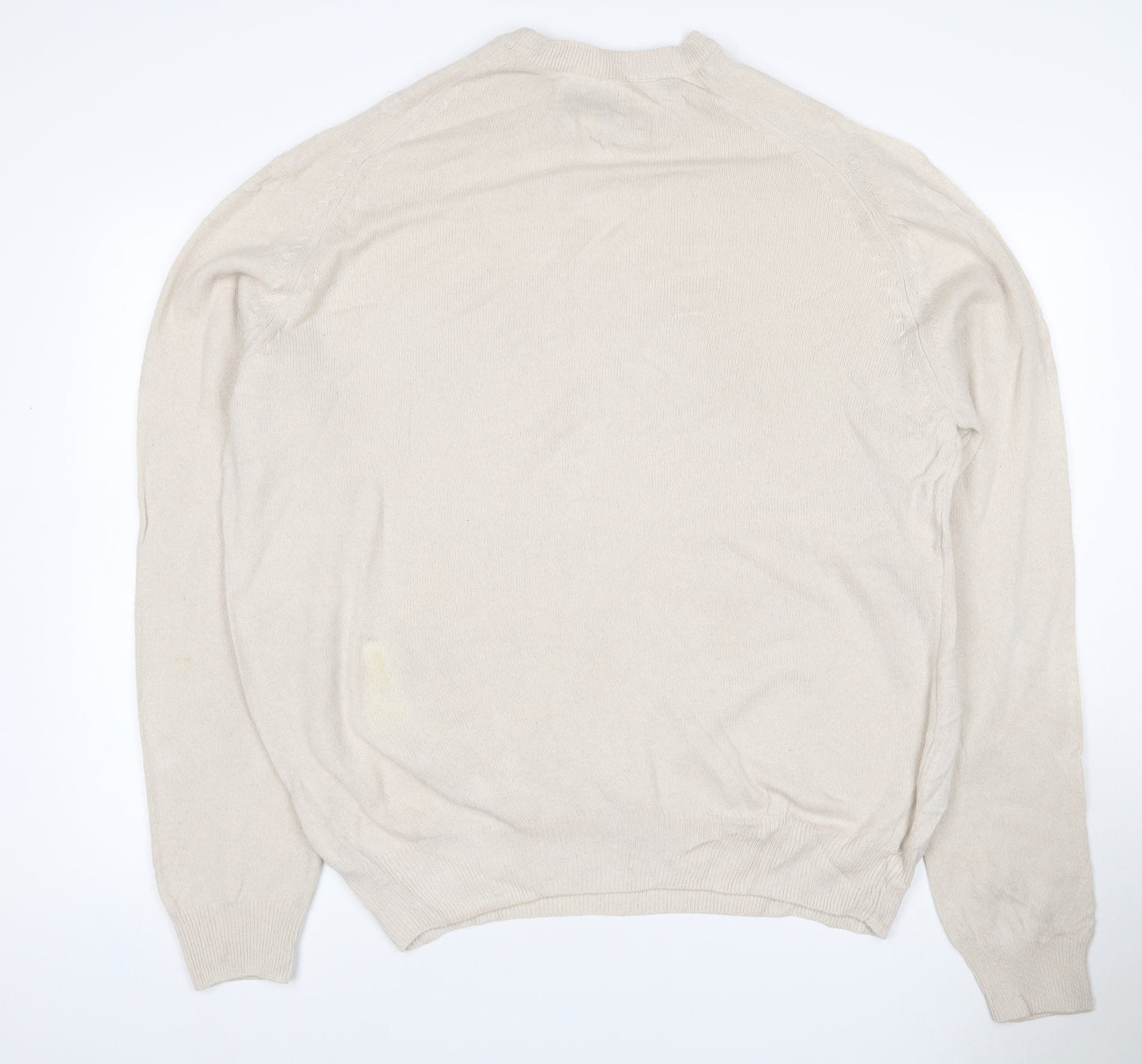 Marks and Spencer Men Ivory XL Lambswool Crew Neck Pullover Jumper