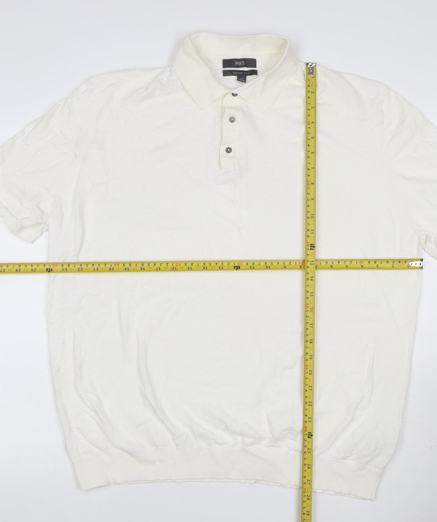Marks and Spencer Men's Ivory 2XL Cotton Rich Short Sleeve Polo Shirt
