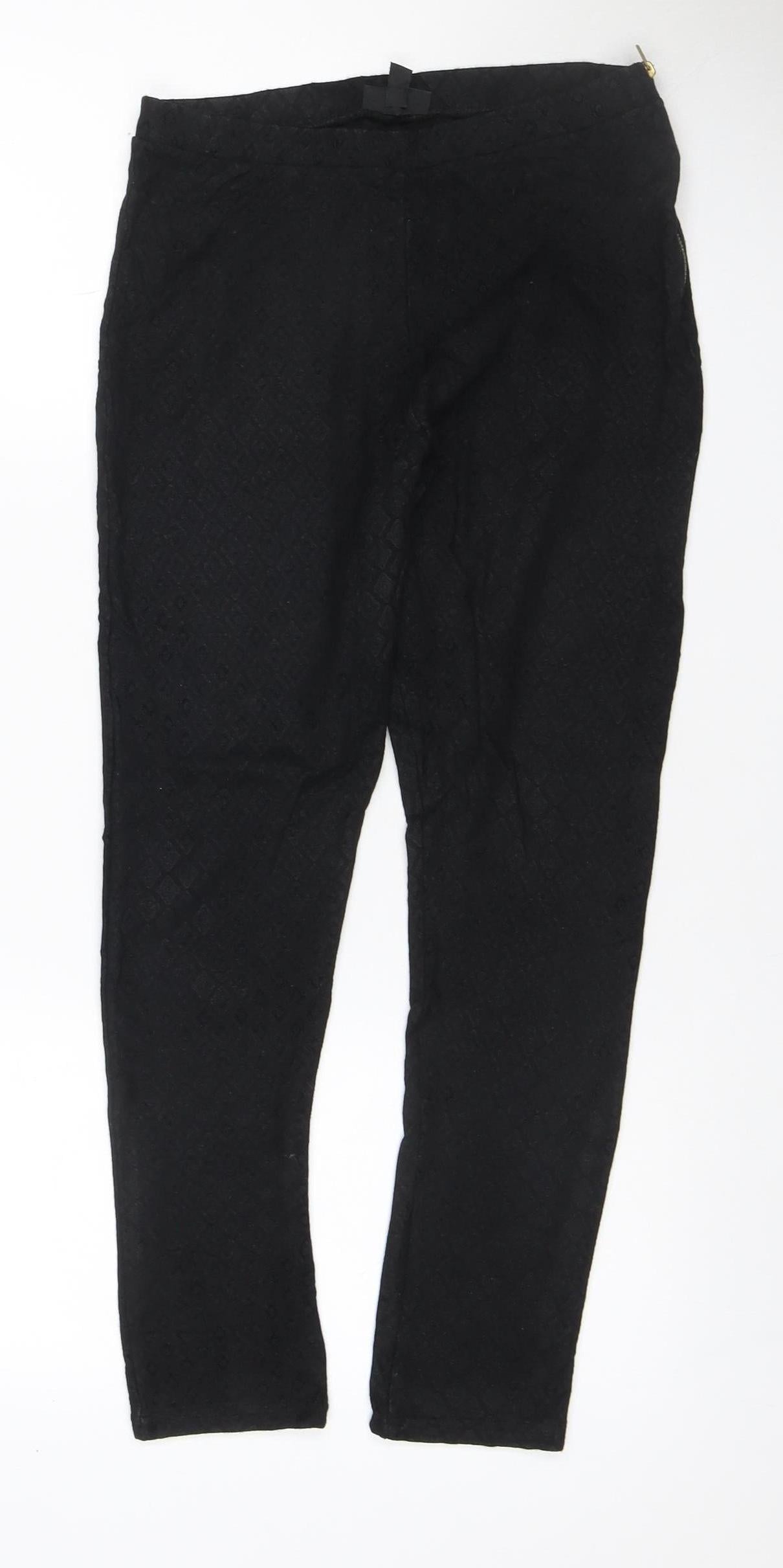 Topshop Women’s Black UK 12 Geometric Tapered Stretch Trousers