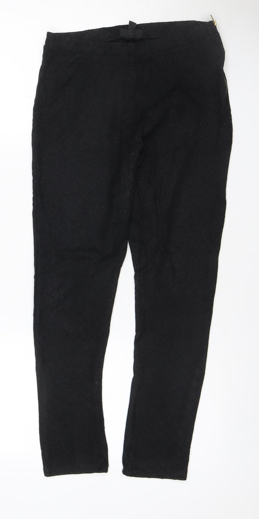 Topshop Women’s Black UK 12 Geometric Tapered Stretch Trousers