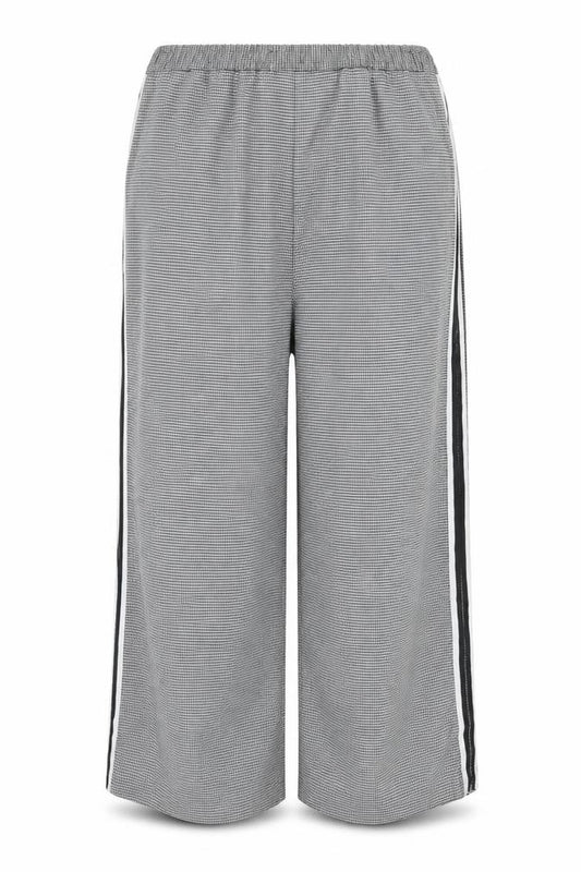 M&S Women Grey Check Stripe Straight Leg Trousers UK 18 Regular