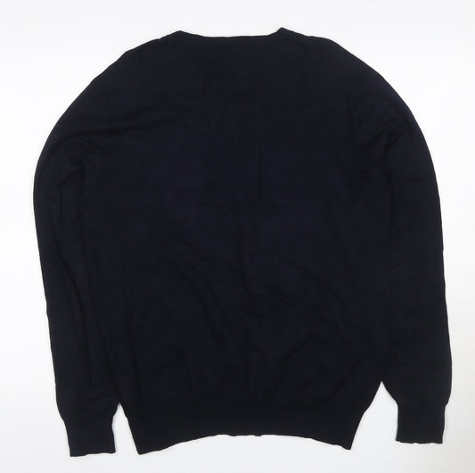 Cristiano Baldinucci Men’s Black L V-Neck Viscose Knit Pullover Jumper