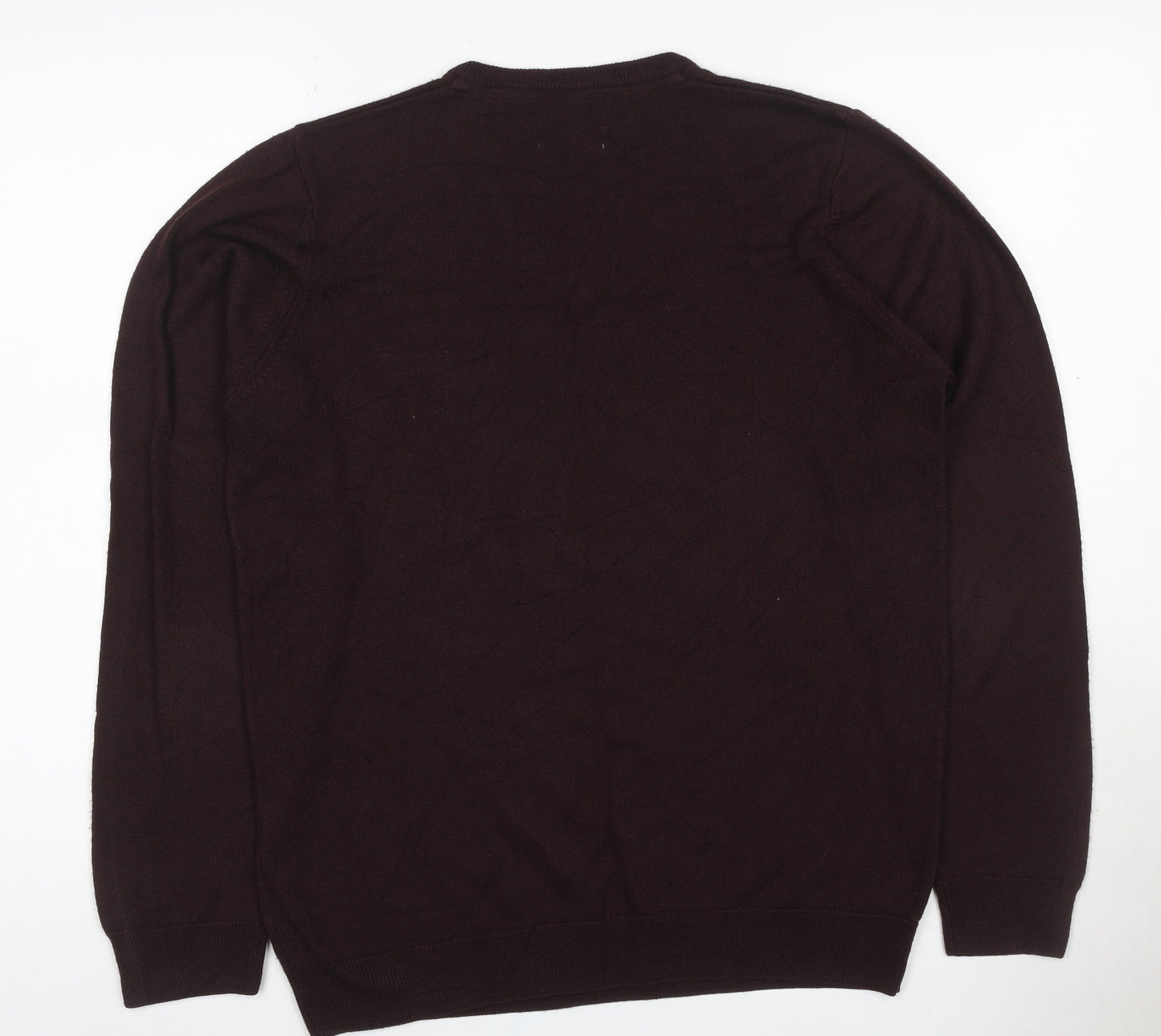 Marks and Spencer Men Brown M V-Neck Cashmilon Acrylic Knit Pullover Jumper