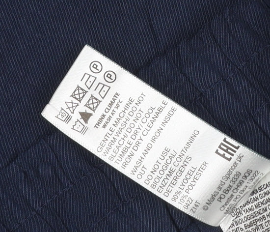 Marks & Spencer Women's Navy Blue UK 12 Regular Tapered Lyocell Trousers
