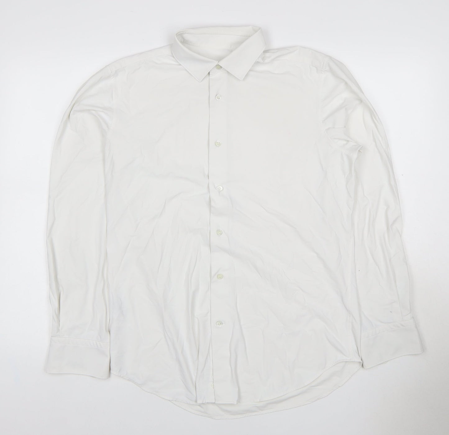 Boggi Milano Men White L BTech Stretch Long Sleeve Smart Shirt