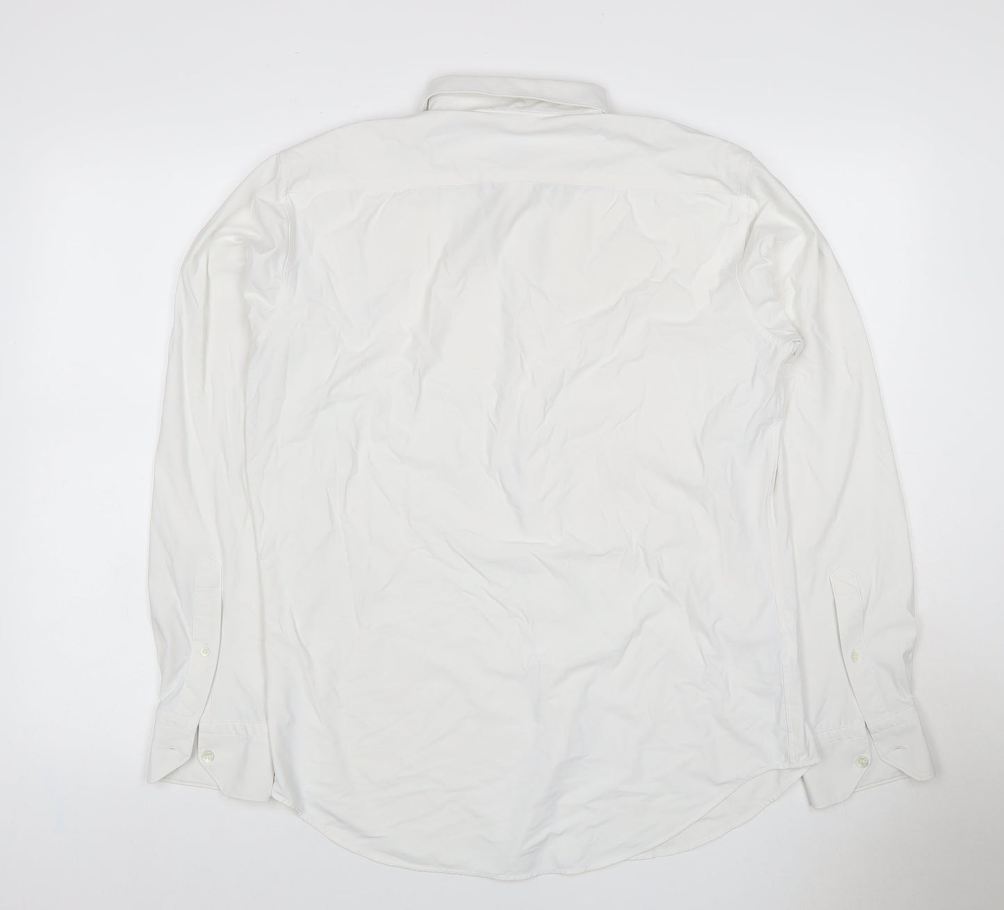 Boggi Milano Men White L BTech Stretch Long Sleeve Smart Shirt