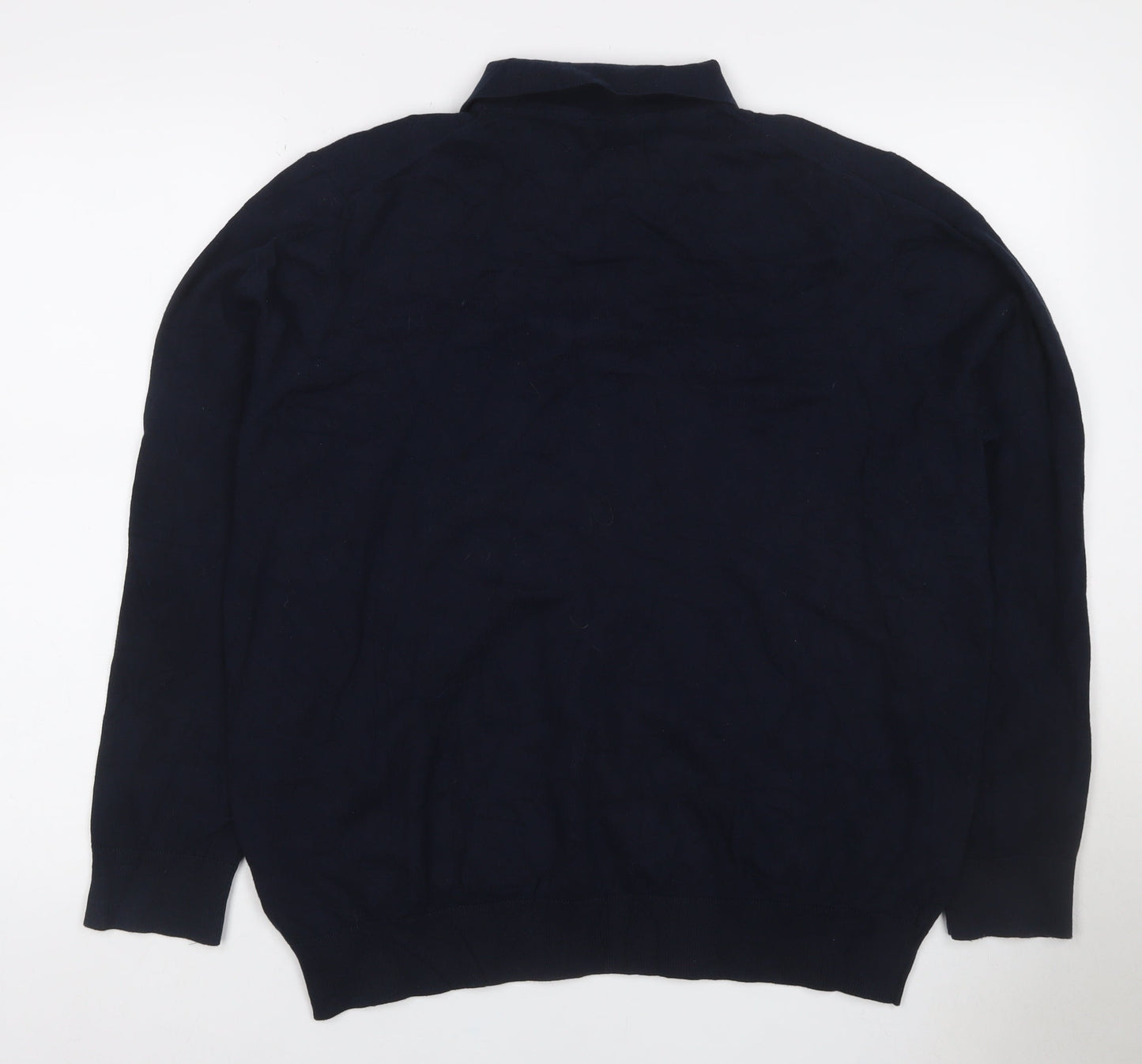 Burton Menswear Men’s Navy Blue XL Collared Button Knit Pullover Jumper