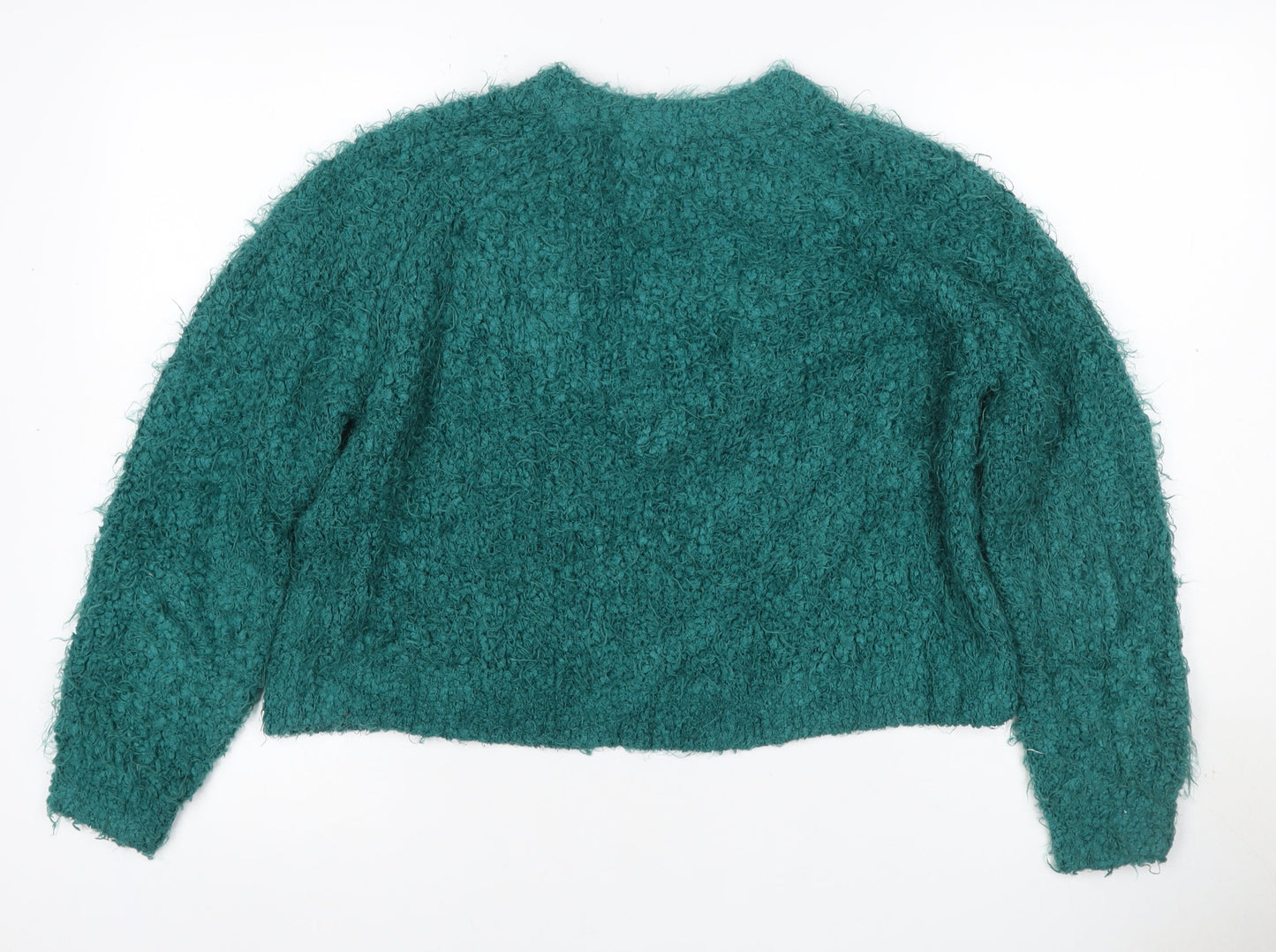 Monki Women Green XS Textured Chunky Knit Crew Neck Pullover Jumper