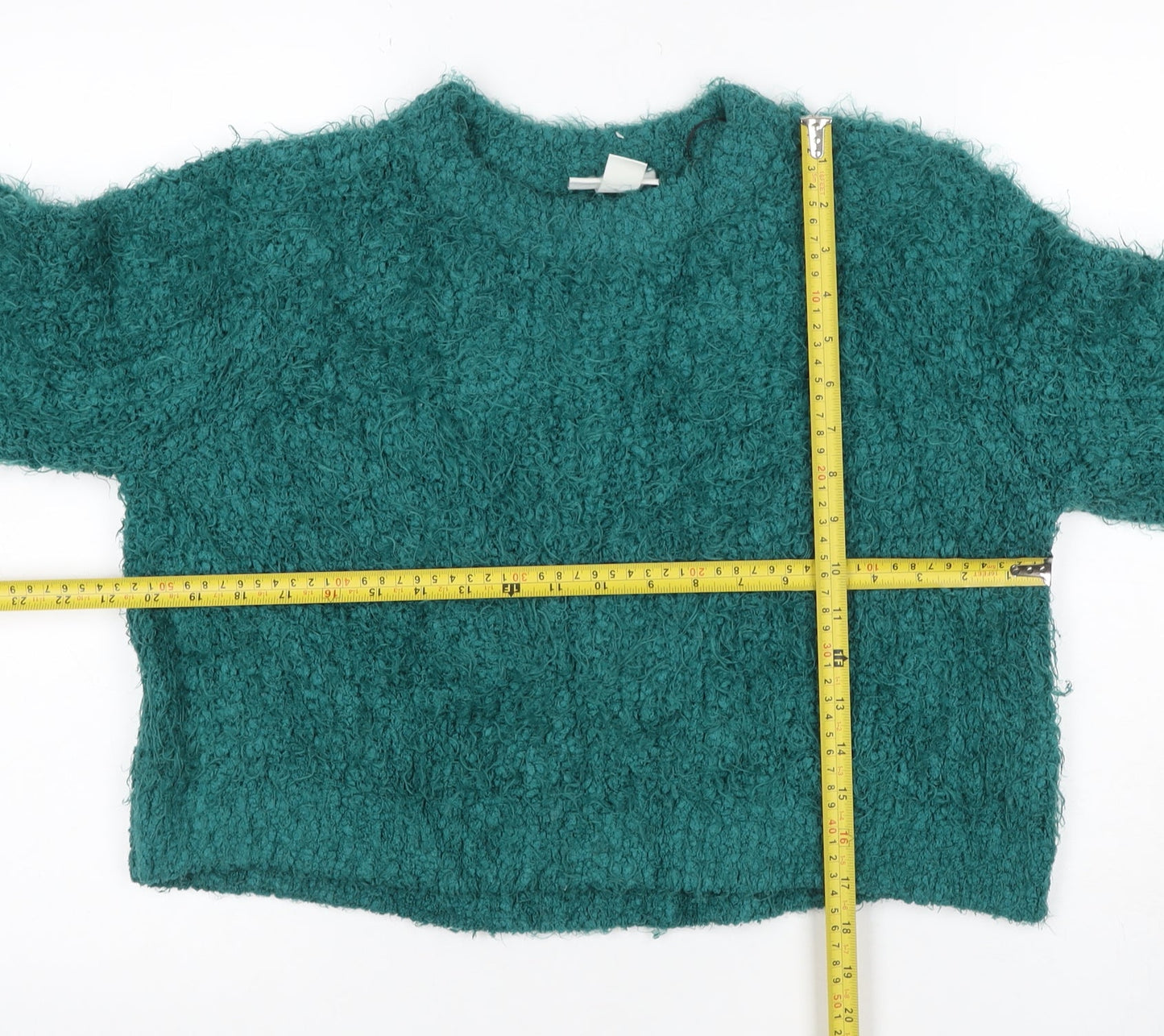 Monki Women Green XS Textured Chunky Knit Crew Neck Pullover Jumper
