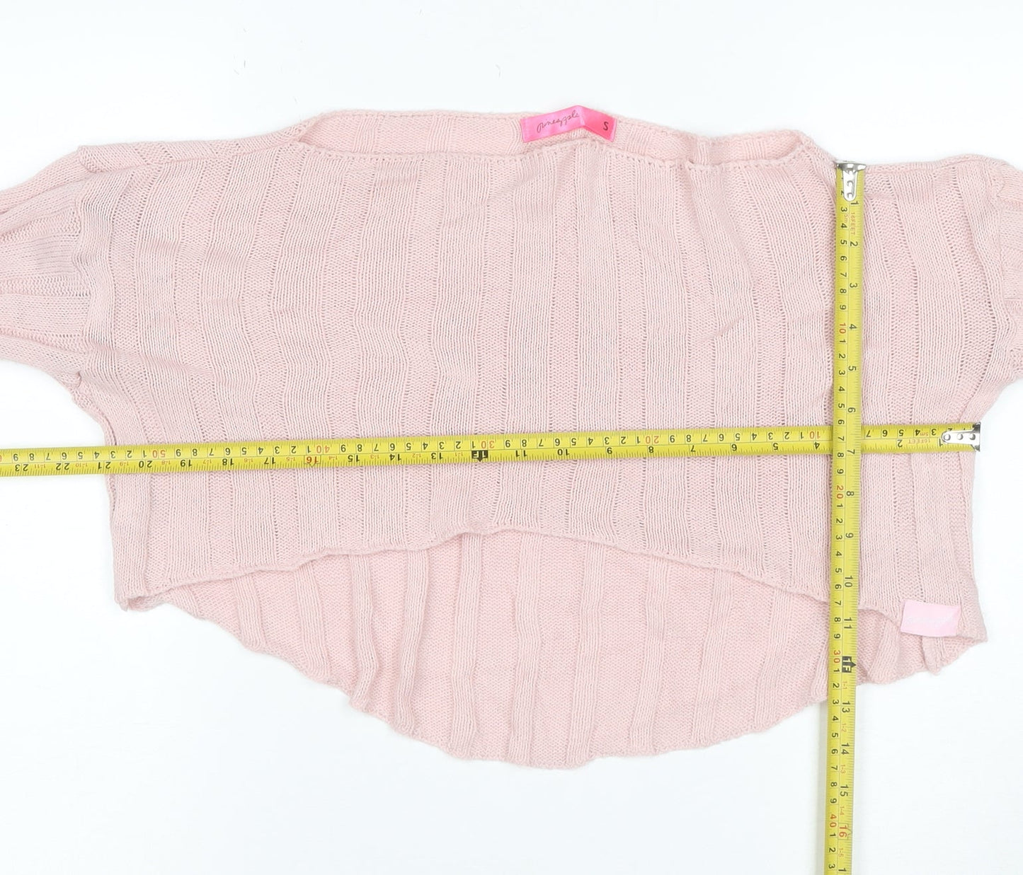 Amnesia Women’s Pink S Wrap V-Neck Long Sleeve Knit Jumper