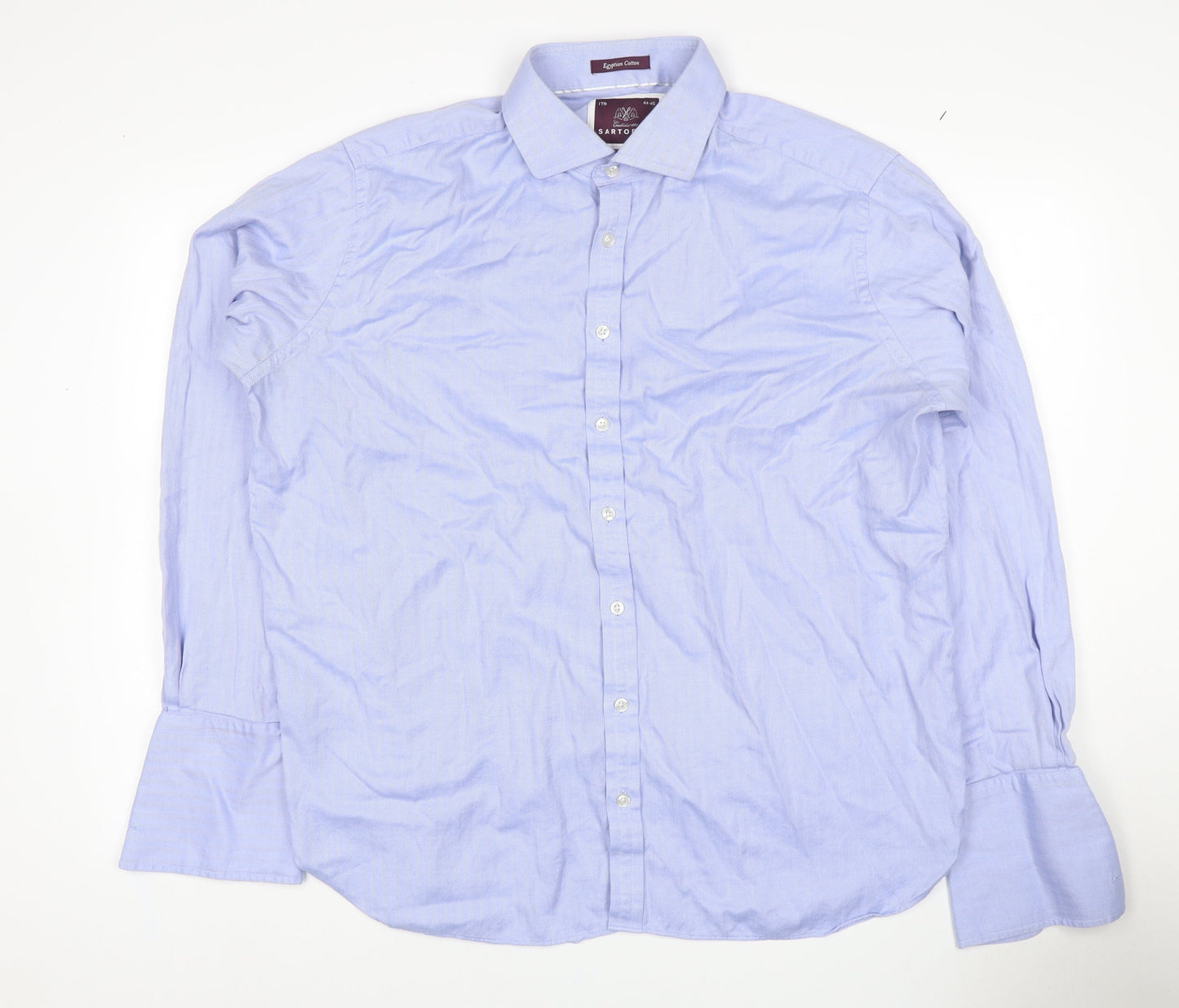 Sartorial Men's Blue 17.5 Classic Herringbone Long Sleeve Shirt