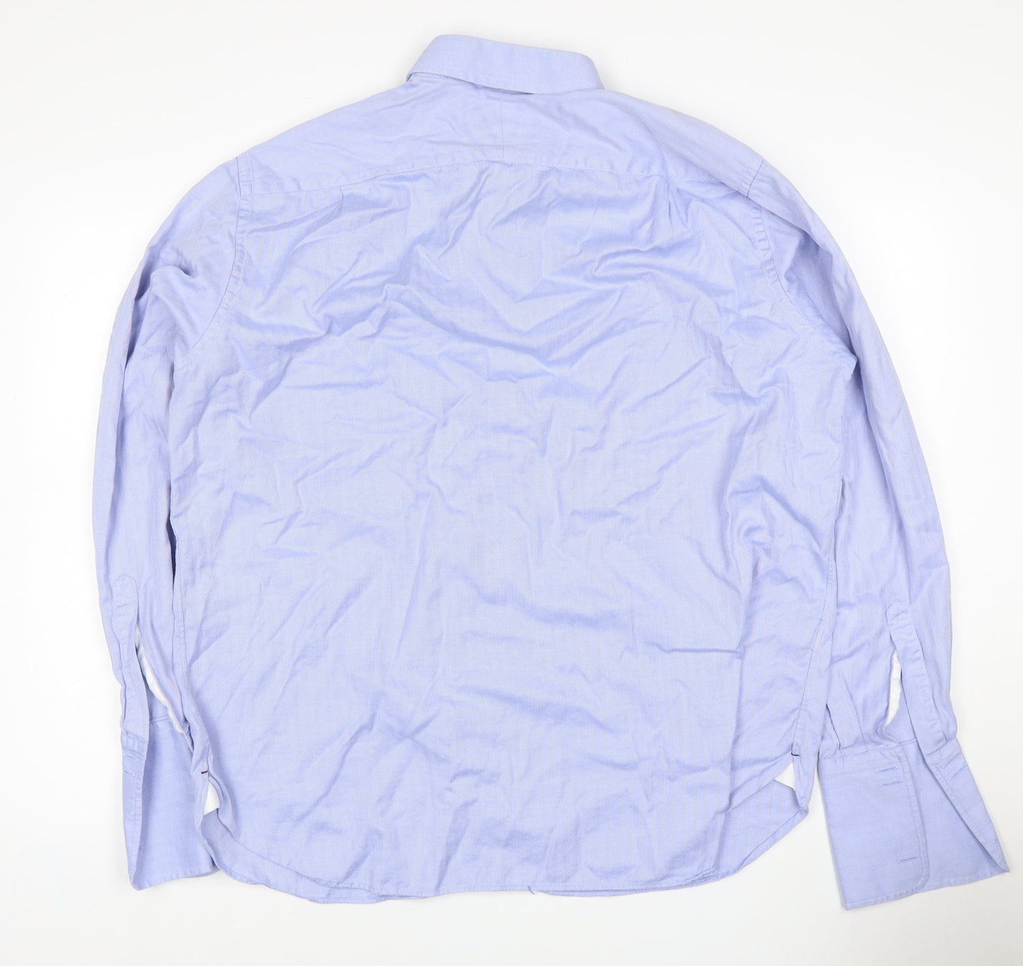 Sartorial Men's Blue 17.5 Classic Herringbone Long Sleeve Shirt