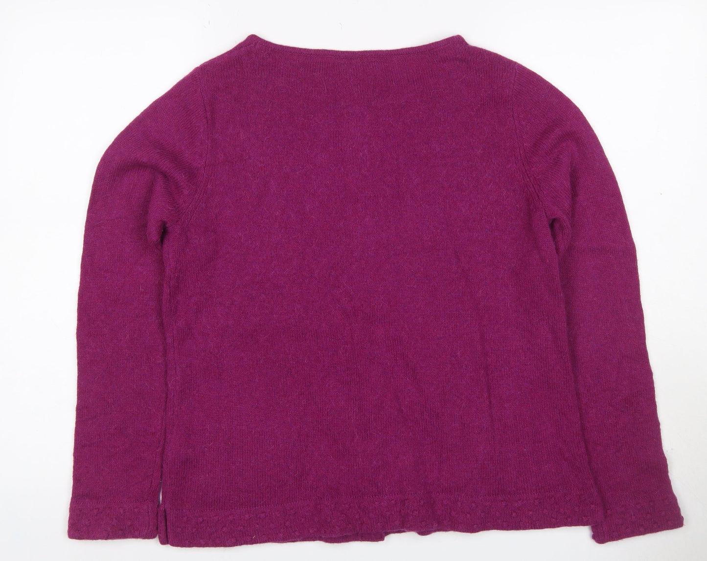 White Stuff Women Purple UK 16 Wool Alpaca Button Cardigan Pockets