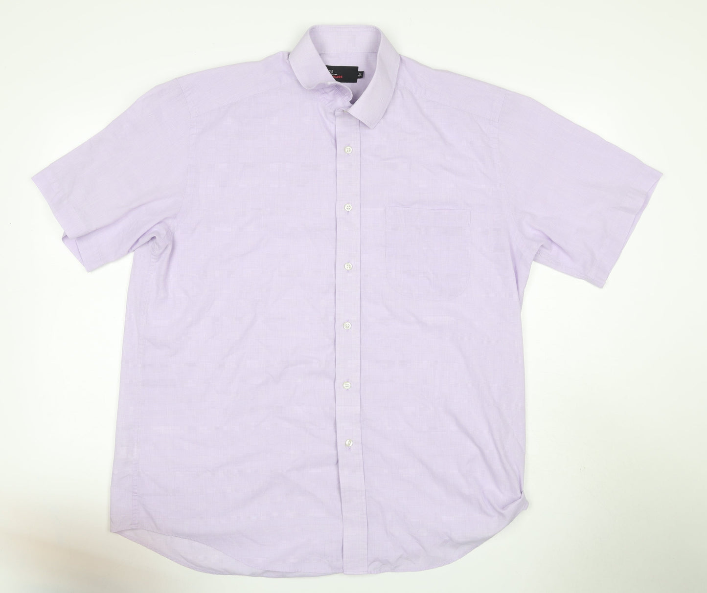 Marks & Spencer Men’s Purple 16.5 Check Easy Care Short Sleeve Shirt